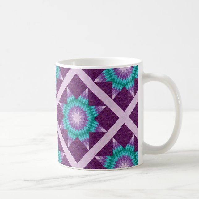 Lila Lone Star Quilt Design Kaffemugg (Höger)