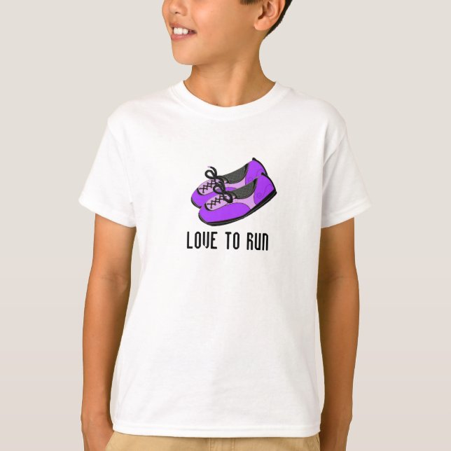 Lila löparskor med text tee (Framsida)