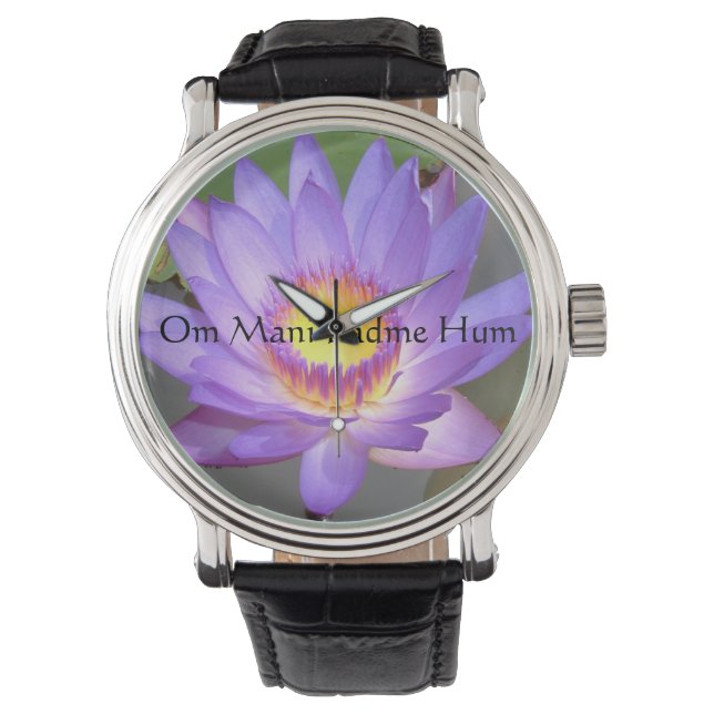 Lila Lotus Blommar Watch Armbandsur (Framsida)