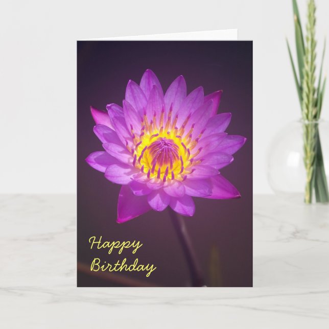 Lila Lotus Flower Birthday Card Kort (Framsida)