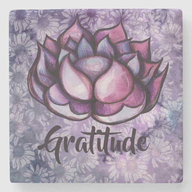 Lila Lotus Flower Blommar Lotus Flowers Blommar Stenunderlägg (Framsidan)