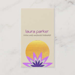 Lila Lotus Flower Logotyp Yoga Healing Health Visitkort