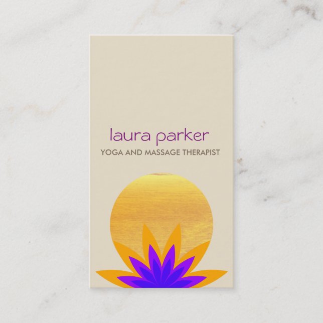 Lila Lotus Flower Logotyp Yoga Healing Health Visitkort (Framsida)