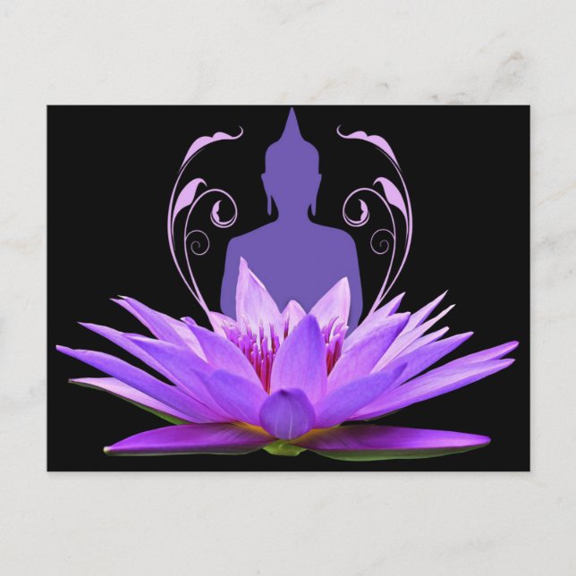 Lila Lotus Flower Meditation Vykort (Framsida)