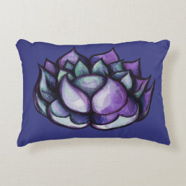 Lila Lotus Flower Watercolor Meditation Art Prydnadskudde