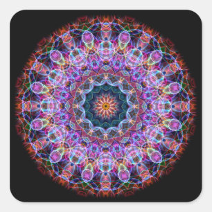 Lila Lotus kaleidoskop Fyrkantigt Klistermärke