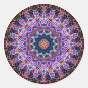 Lila Lotus kaleidoskop Runt Klistermärke