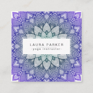 Lila Lotus Mandala Yoga Meditation Holistic Fyrkantigt Visitkort