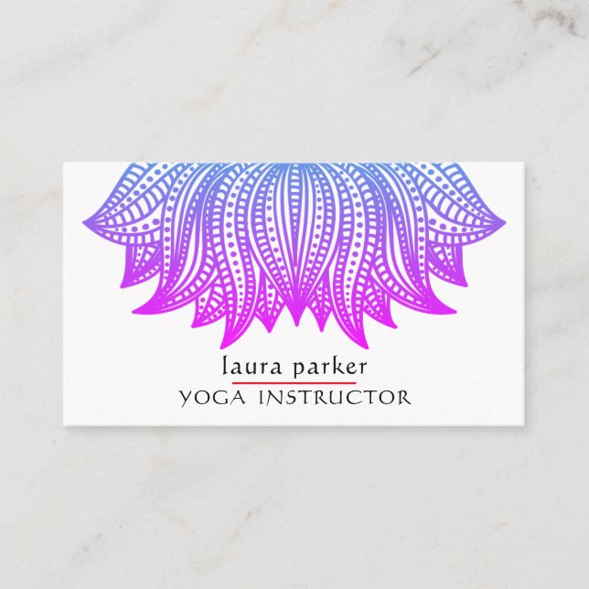Lila Lotus Mandala Yoga Trainer Meditation Visitkort (Framsida)