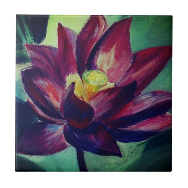 Lila Lotus Teckning fotopanel Kakelplatta (Framsidan)