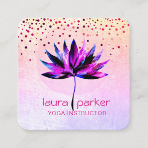Lila Lotus Vattenfärg Yoga Massage Terapeut Fyrkantigt Visitkort