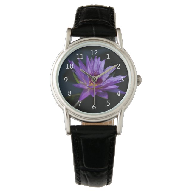 Lila Lotus Waterlily Armbandsur (Framsida)