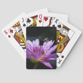 Lila Lotus Waterlily Dragonfly-uppspelningskort Kortlek