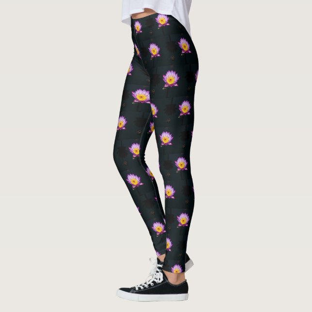 Lila Lotus Waterlily Leggings (Vänster)