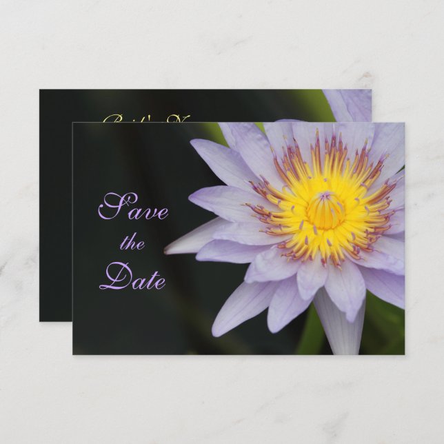 Lila Lotusblomma Bröllop Spara Datum Inbjudningar (Fram/baksida)