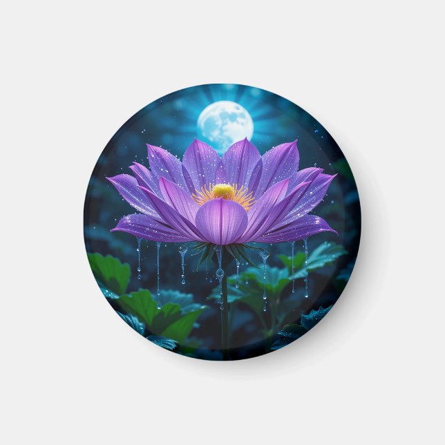 Lila lotusblomma under månsken magnet (Framsidan)