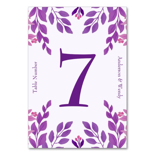 Lila Löv Bröllop Tema Bordsnummer (Framsidan)