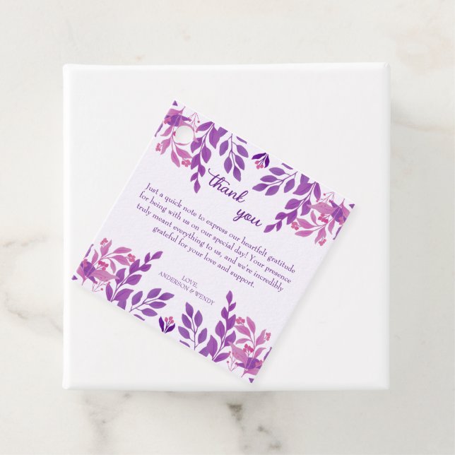 Lila Löv Bröllop Tema Gåvor Etiketter (På plats)