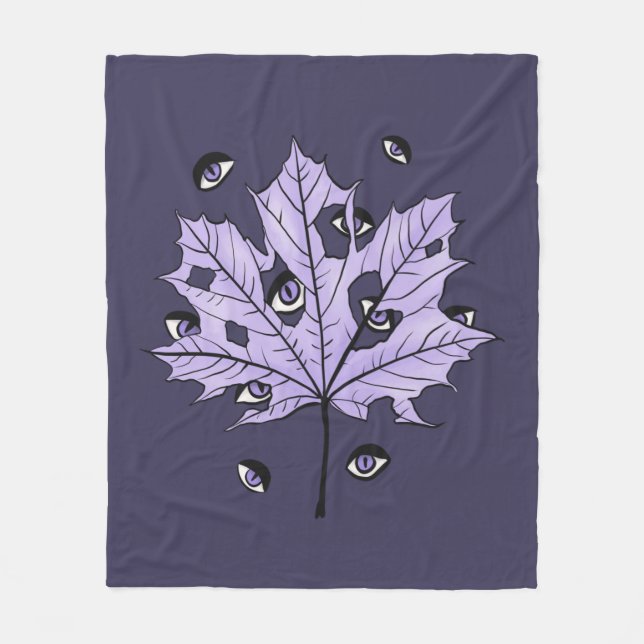 Lila Löv Creepy Ögon - Spooky Gothic Natature Fleecefilt (Framsidan)