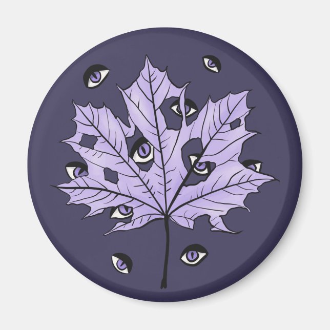 Lila Löv Creepy Ögon - Spooky Gothic Natature Magnet (Framsidan)