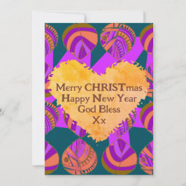 Lila Löv Grönt Orange jul jul Julkort