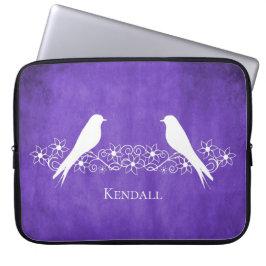 Lila Lovebird Blommigt Vine Laptop sleeve