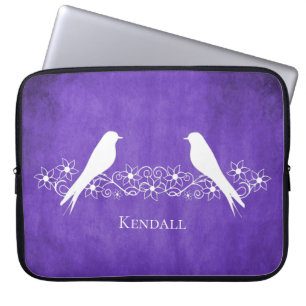 Lila Lovebird Blommigt Vine Laptop sleeve