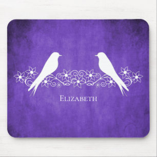 Lila Lovebird Blommigt Vine Mouse Pad Musmatta