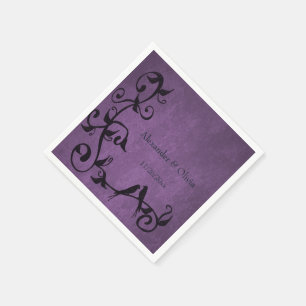 Lila Lovebird Bröllop Napkins Pappersservett