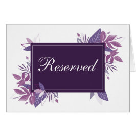 Lila lövs reserverade tecken. Botaniska bröllop OBS Kort