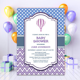 Lila Luftballong Baby Shower Inbjudningar