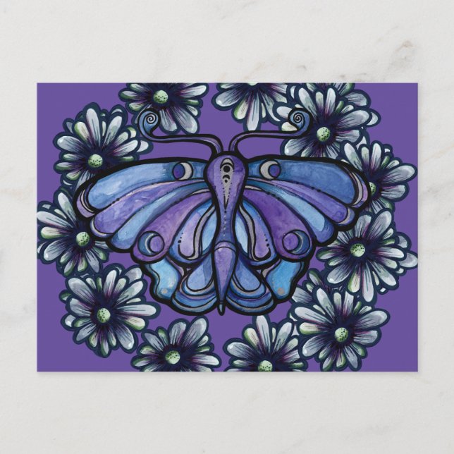 Lila Luna Moth MoonChild Mån Moths              Vykort (Framsida)