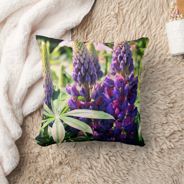 Lila Lupine Flower Trio Kudde (Filt)