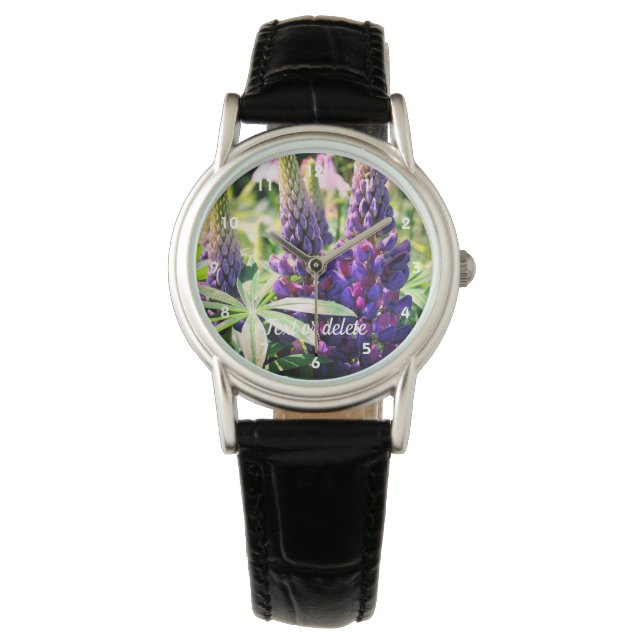 Lila Lupine Flower Trio-Personlig Armbandsur (Framsida)