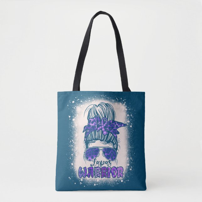 Lila Lupus Awareness Leopard Messy Bun Lupus Tygkasse (Framsida)