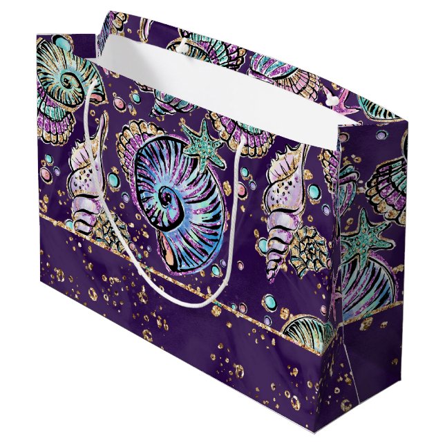 Lila Luxe under vatten | Mörk Pastel Guld Sea Life (Baksidan Vinklad)