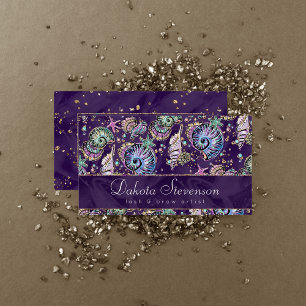 Lila Luxe under vatten Mörk Pastel Guld Sea Life Visitkort