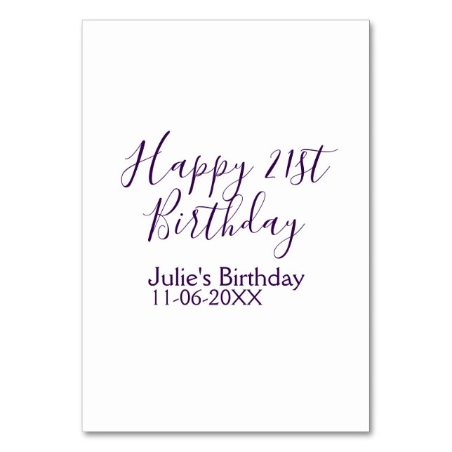 Lila lycklig 21:a födelsedag namn date Keychain Bordsnummer (Framsidan)