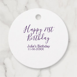 Lila lycklig 21:a födelsedag namn date Keychain Gåvor Etiketter