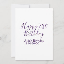 Lila lycklig 21:a födelsedag namn date Keychain Inbjudningar