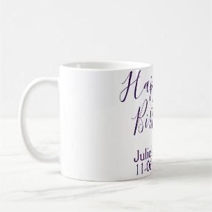Lila lycklig 21:a födelsedag namn date Keychain Kaffemugg