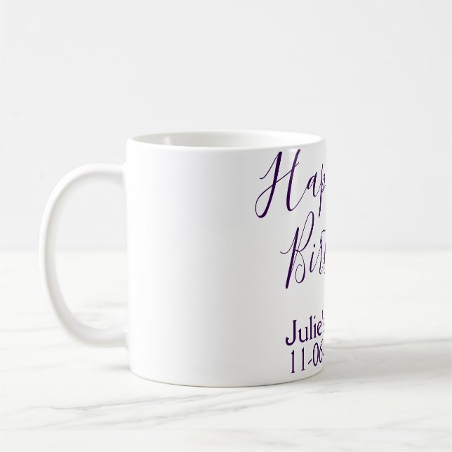 Lila lycklig 21:a födelsedag namn date Keychain Kaffemugg (Vänster)