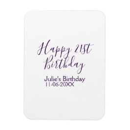 Lila lycklig 21:a födelsedag namn date Keychain Magnet
