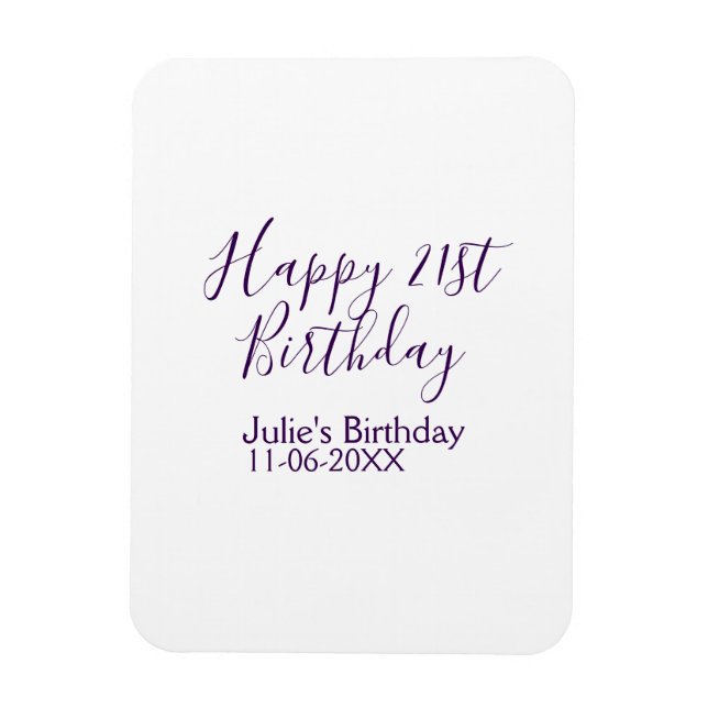 Lila lycklig 21:a födelsedag namn date Keychain Magnet (Vertikal)