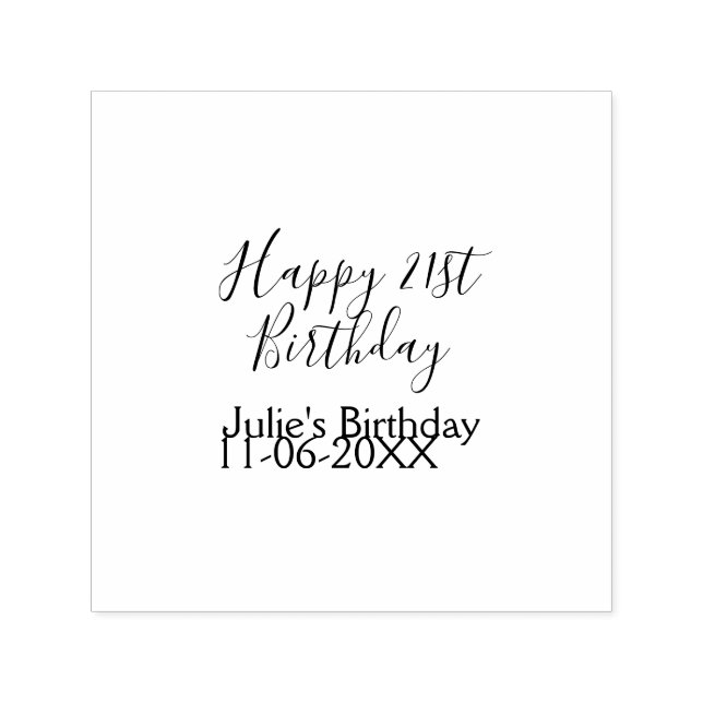 Lila lycklig 21:a födelsedag namn date Keychain Självfärgande Stämpel (Design)