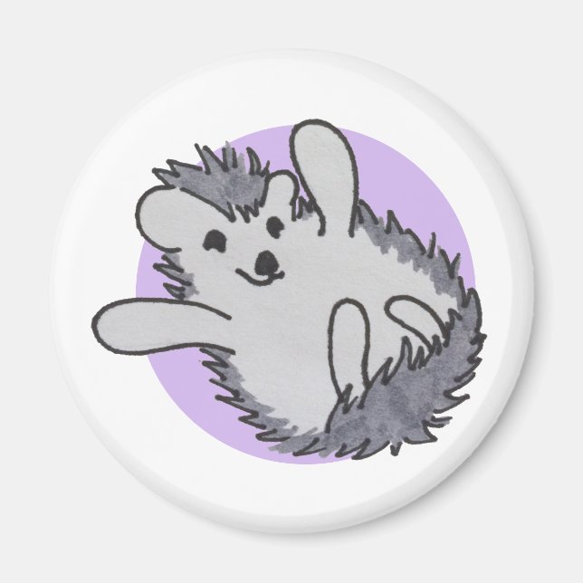 Lila Lycklig Cute Hedgehog Magnet (Framsidan)