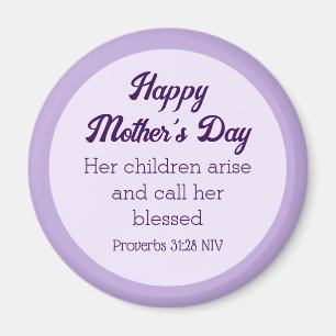 Lila Lycklig Mors dag Bible Verse Simple Magnet