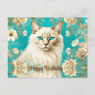 Lila Lynx Point Siamese Porträtt Konst Födelsedag Vykort
