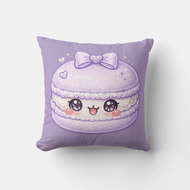 Lila Macaron Söt Kawaii Kudd Kudde (Framsida)