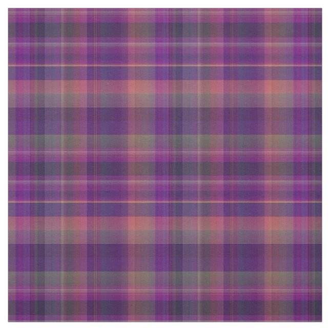 Lila Madras Plaid Rand Print Mönster Tyg (Provkarta)